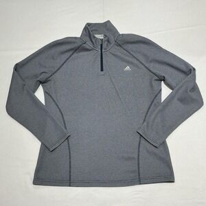 Adidas Golf Sweatshirt Womens Large Gray Pullover 1/4 Zip Activewear Lightweight